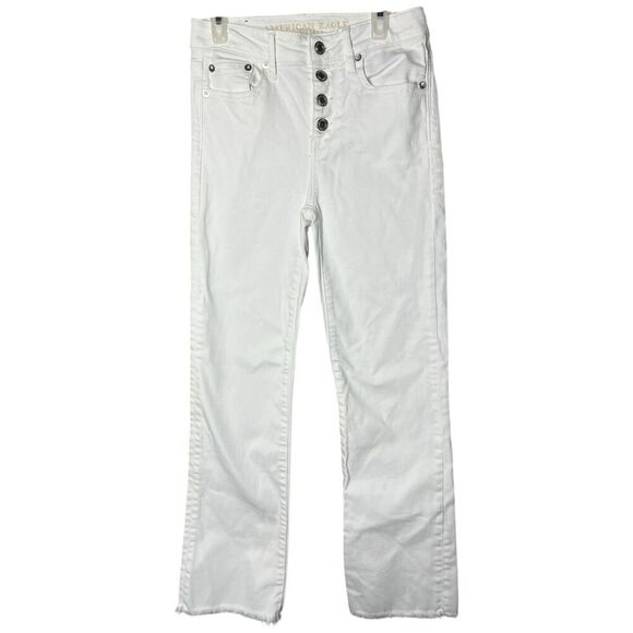 American Eagle White High Rise‎ Cropped Flare Jeans Size 0 - Picture 1 of 11